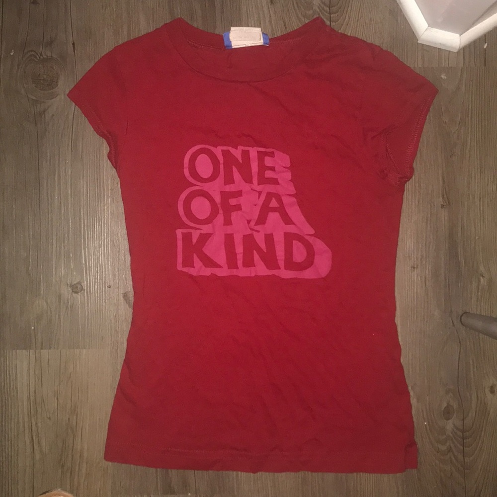 “One of a kind” brick red baby doll fit tee